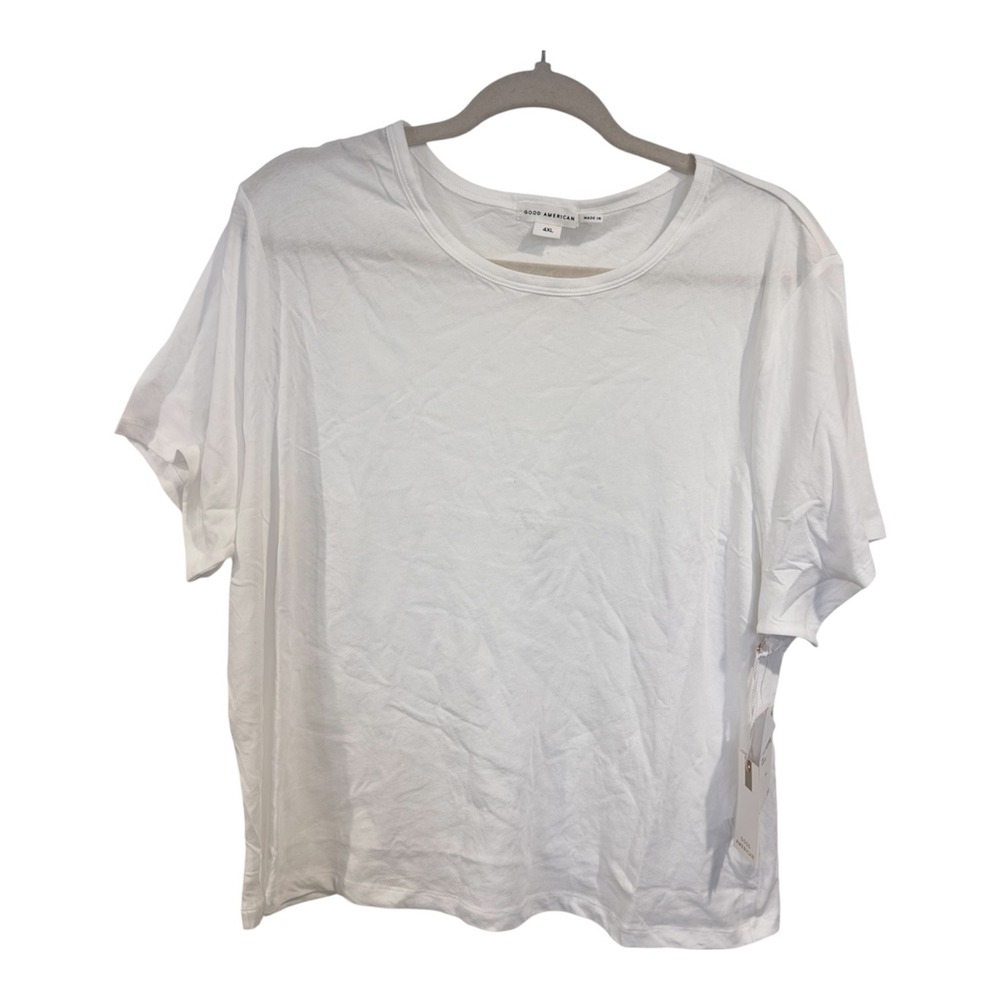 Good American Womens 4XL White Cotton Crew Neck Short Sleeve T-Shirt GT0503 NWT
